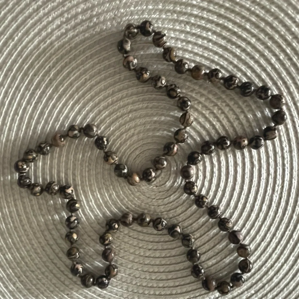 Leopard Skin Jasper Beaded Necklace – Stone Jewelry – Earth Tone Statement Piece
